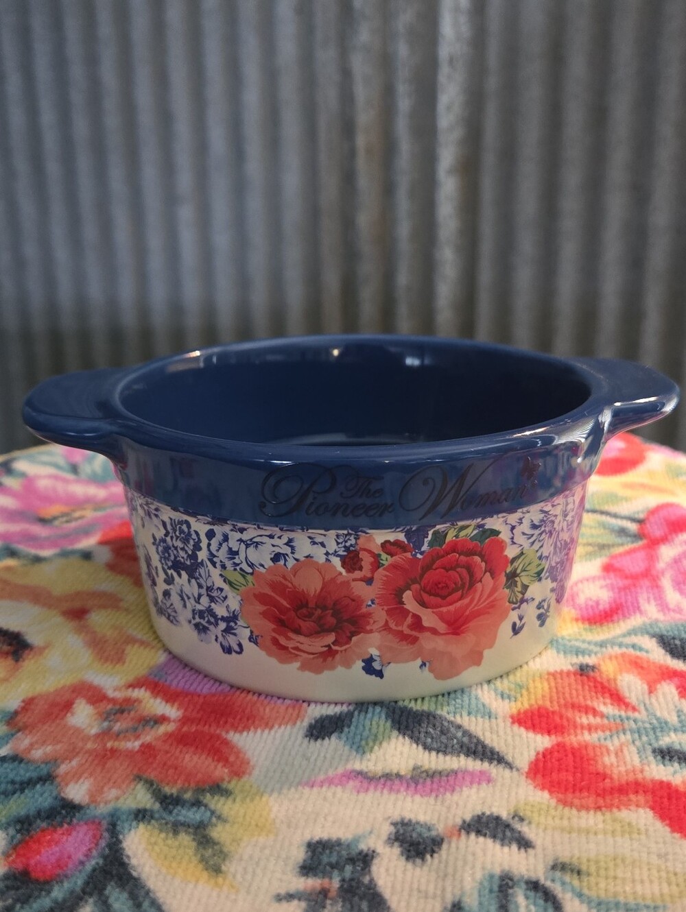 The Pioneer Woman Navy Blue Floral Ceramic Baking Dish
